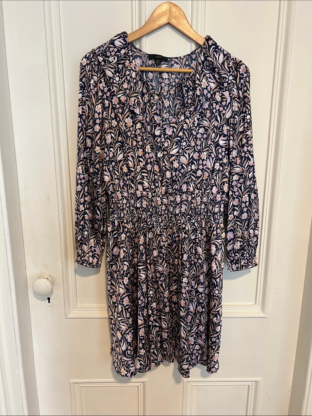 J. Crew Navy Floral Mini Dress with Light Pink Pattern